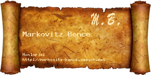 Markovitz Bence névjegykártya